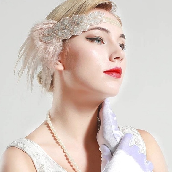 Feather Headband 1920’s Flapper Great Gasby Style - Picture 3 of 8